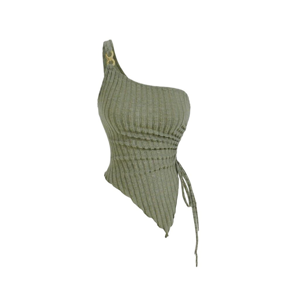 Women's asymmetric top with fashionable knot detail W&W