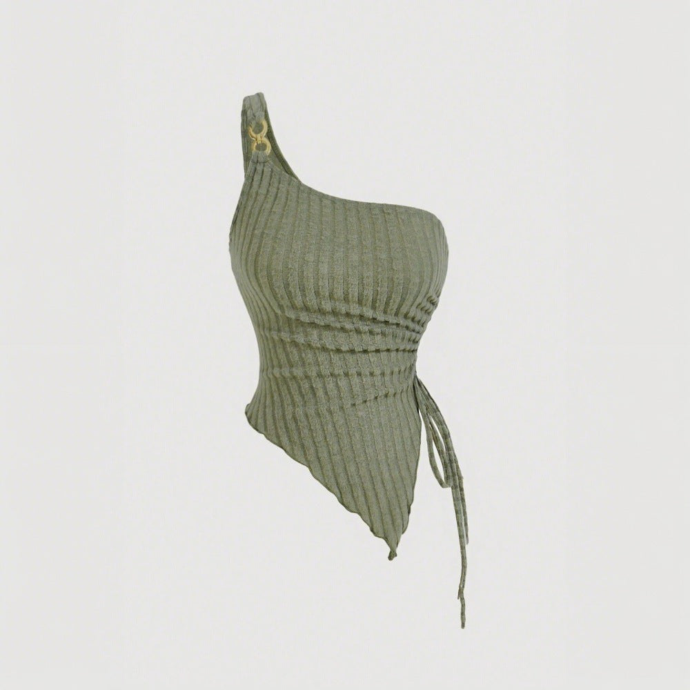 Women's asymmetric top with fashionable knot detail W&W