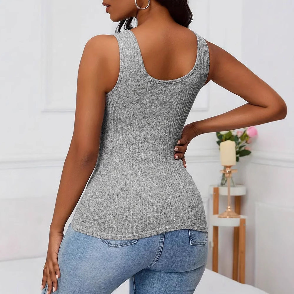 Women's sleeveless top with romantic lace accents W&W