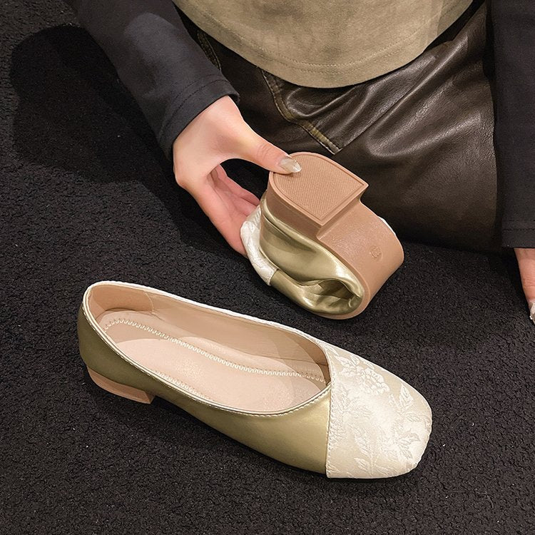 Women's ballerinas with an elegant mix of leather and fabric W&W