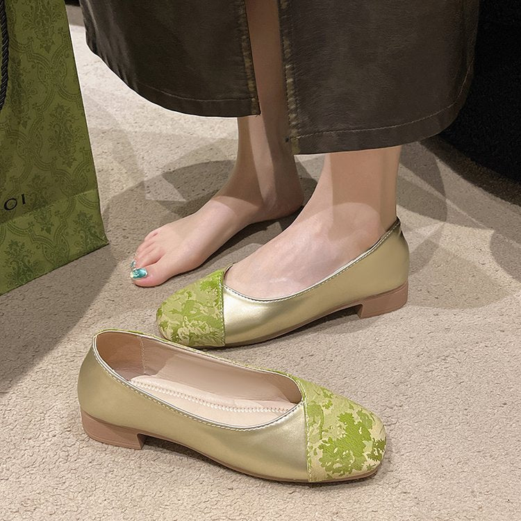 Women's ballerinas with an elegant mix of leather and fabric W&W