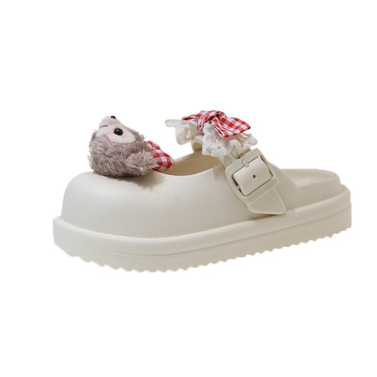 Women's comfortable clogs with cute animal motif and adjustable strap W&W