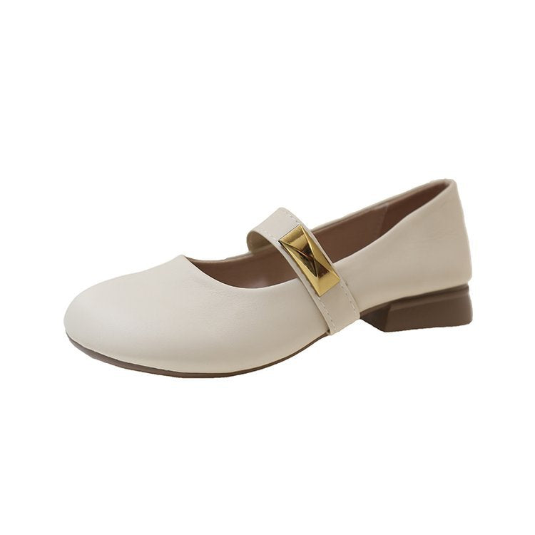 Women's ballerinas with decorative strap and gold appliquŽ W&W