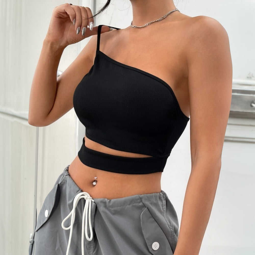 Women's asymmetrical crop top with elegant wrap design W&W
