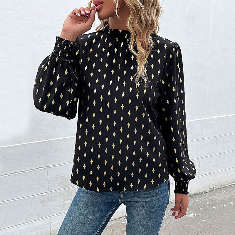 Women's blouse with elegant collar and fashionable pattern WW