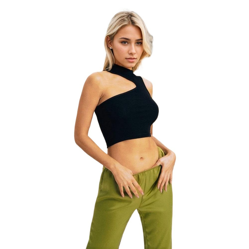Women's asymmetric crop top with modern design W&W