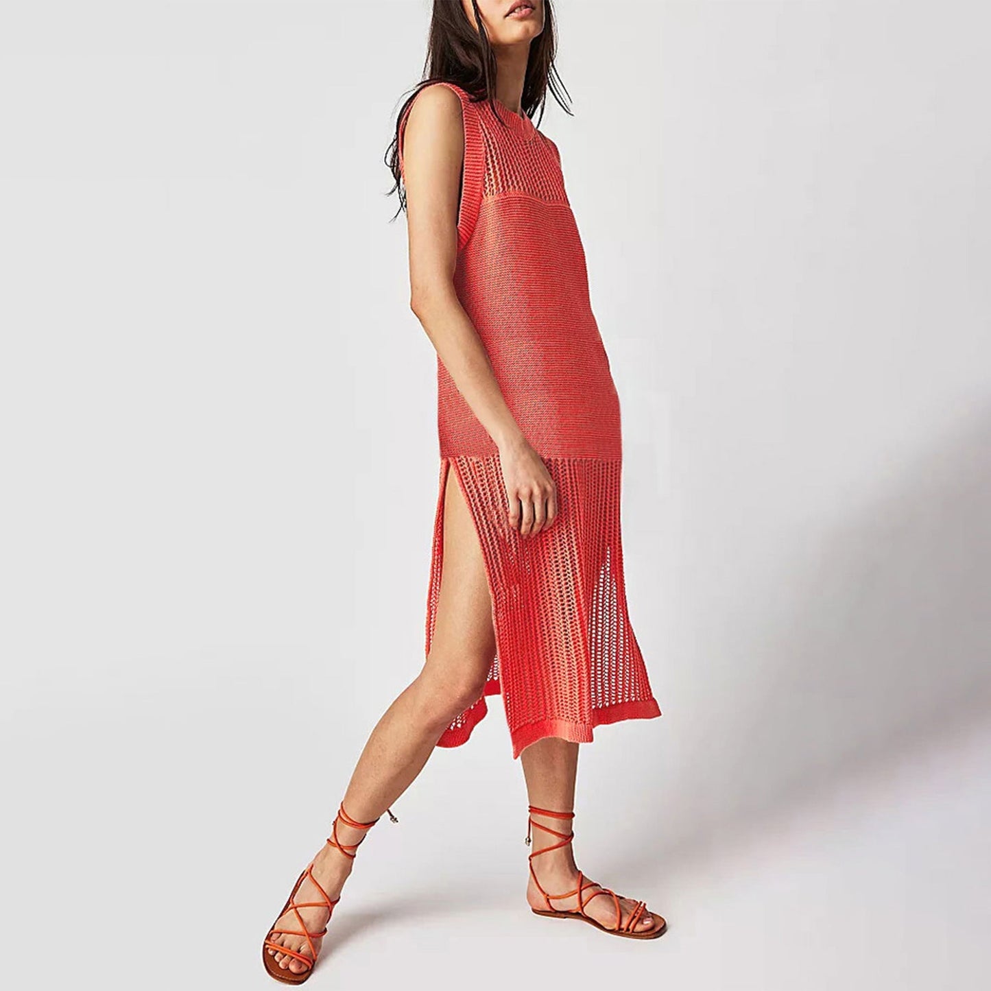 WW | Spring Summer Hollow Knit Vest Dress