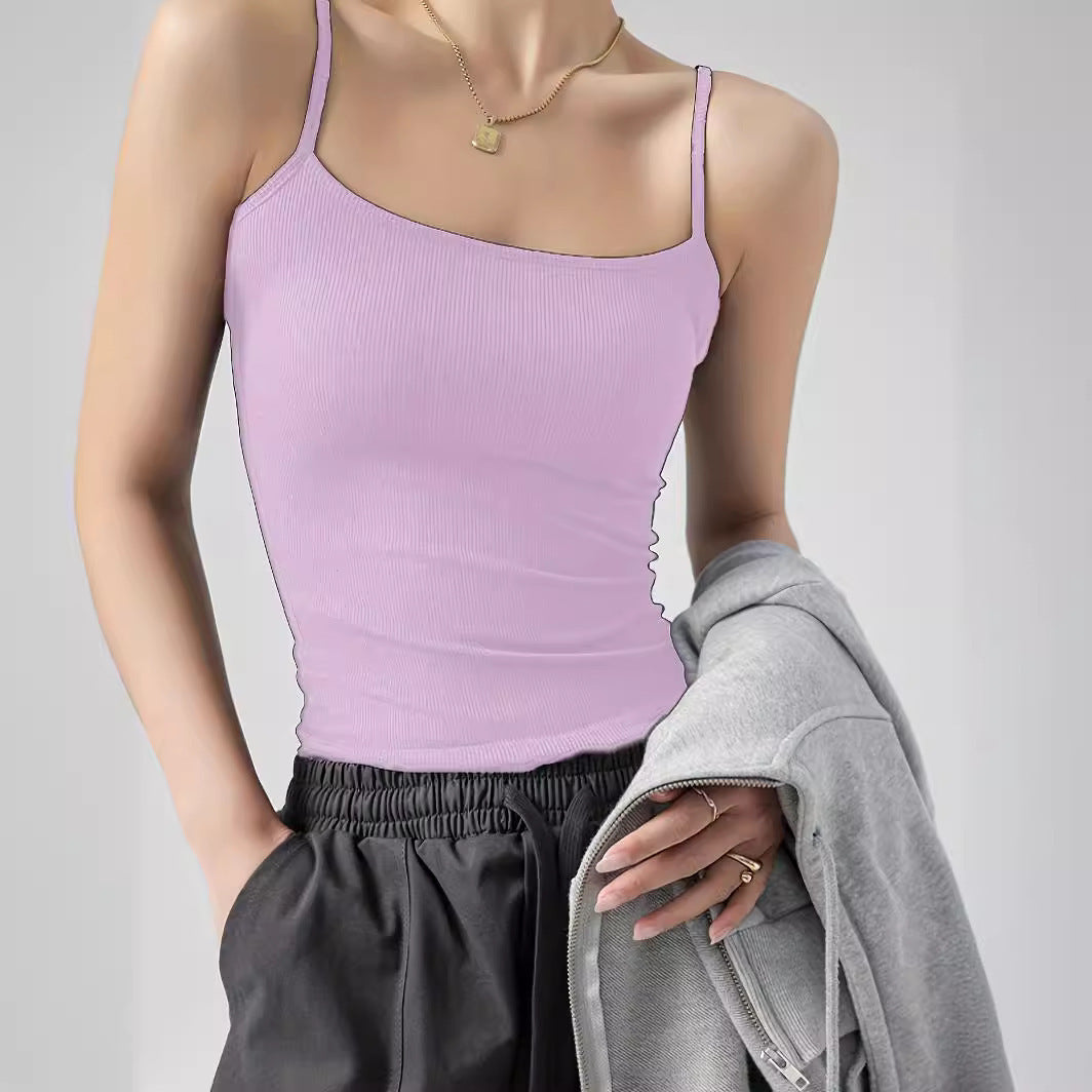 Women's sleeveless ribbed shirt with fashionable cut WW