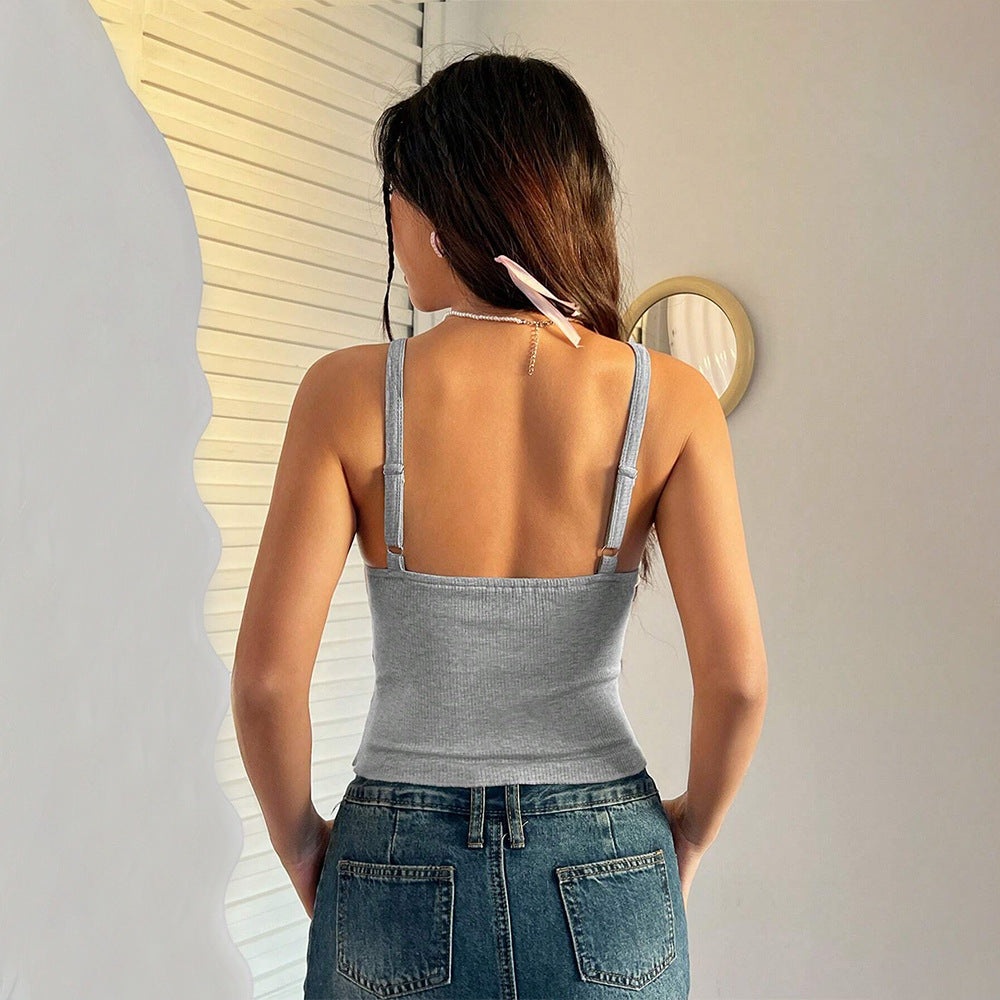 Women's asymmetrical wrap crop top with fashionable ring detail W&W