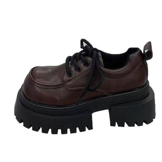 Women's Chunky Lace-Up Shoes with Non-Slip Sole and Fashionable Design W&W