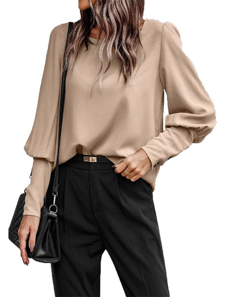Women's blouse with elegant puff sleeves and all-over design WW