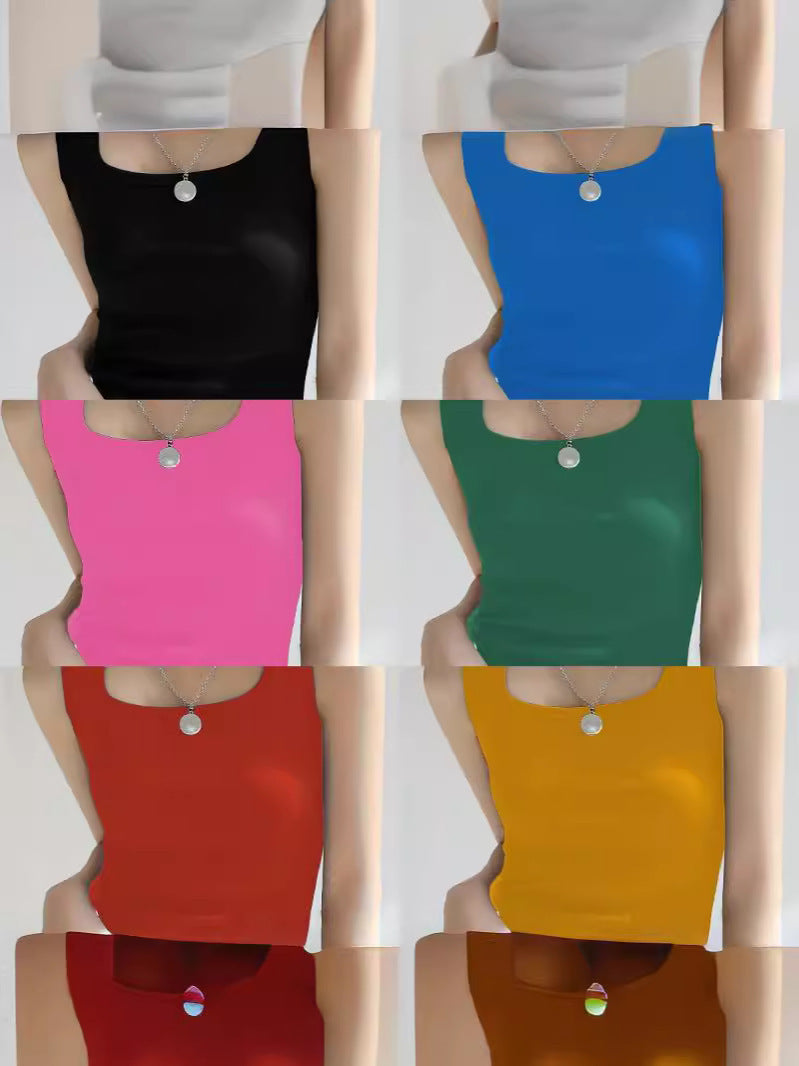 Women's sleeveless crop top made of elastic material with a figure-shaping cut WW