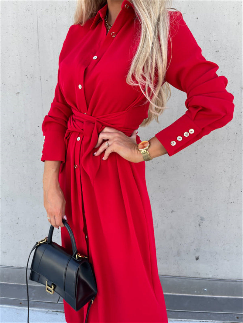 WW | Solid Long Cardigan Big Swing Dress