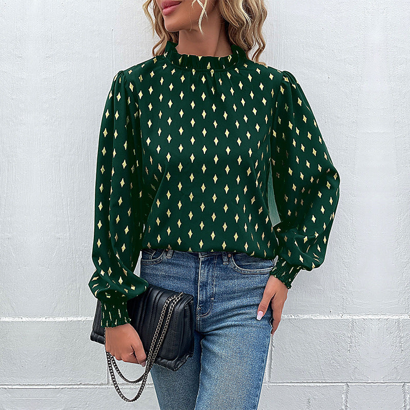 Women's blouse with elegant collar and fashionable pattern WW