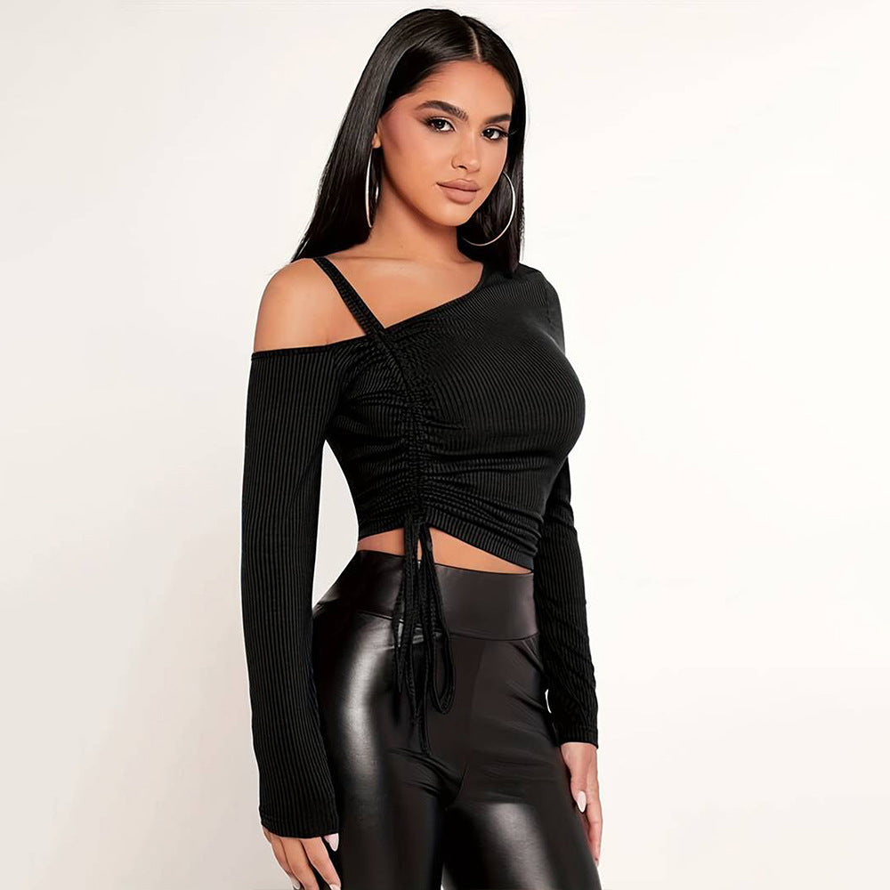 Women's asymmetric long-sleeved shirt with stylish wrap detail W&W