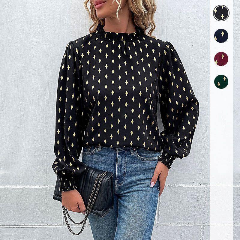 Women's blouse with elegant collar and fashionable pattern WW