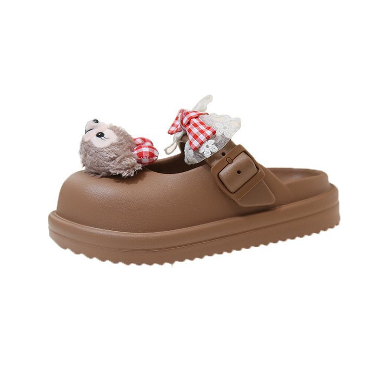 Women's comfortable clogs with cute animal motif and adjustable strap W&W