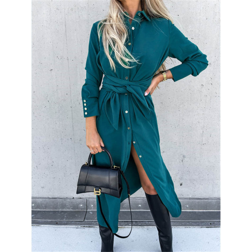 WW | Solid Long Cardigan Big Swing Dress