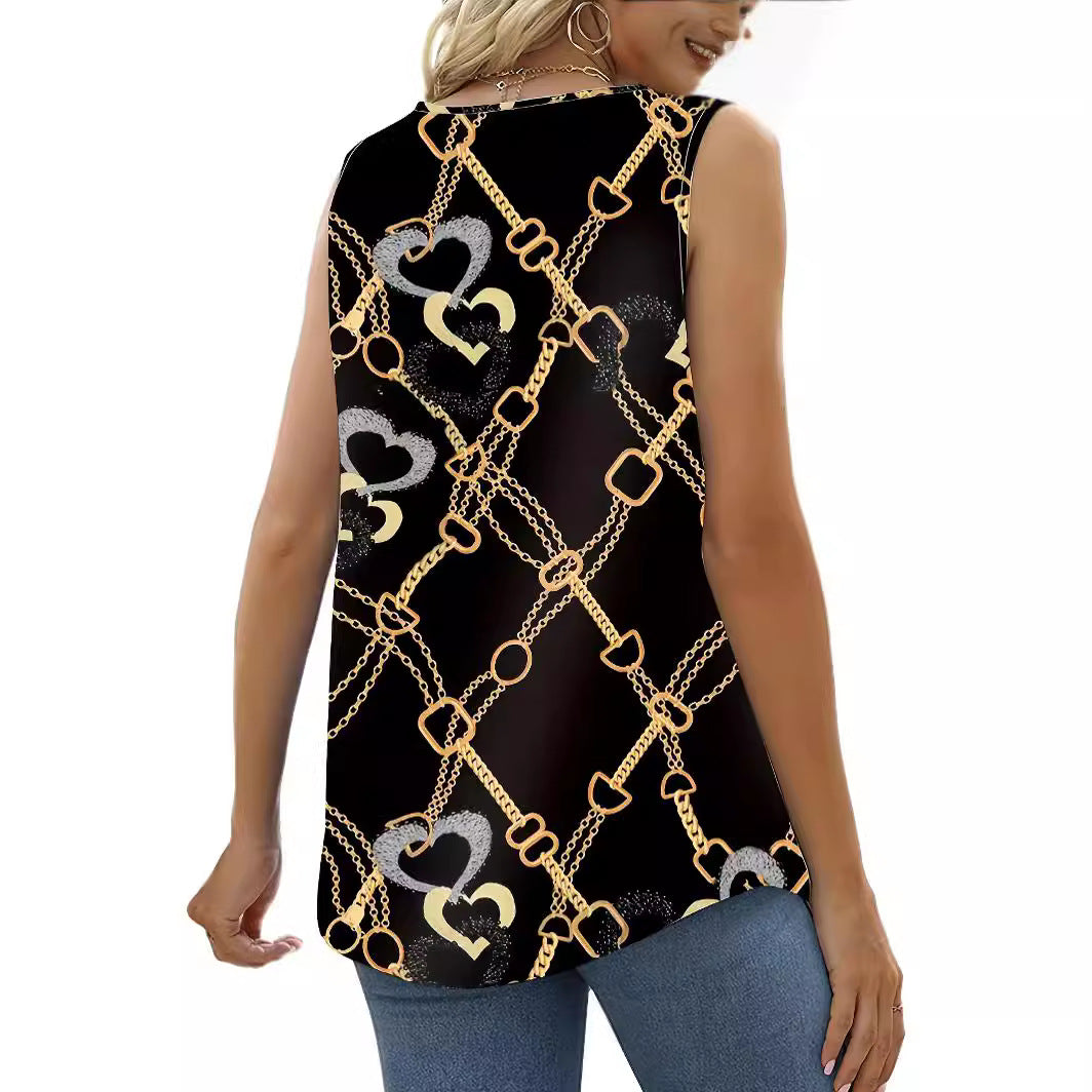Women's sleeveless top with modern heart and dot design WW