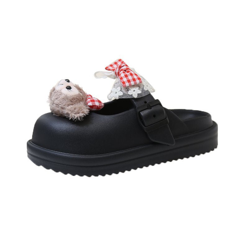 Women's comfortable clogs with cute animal motif and adjustable strap W&W