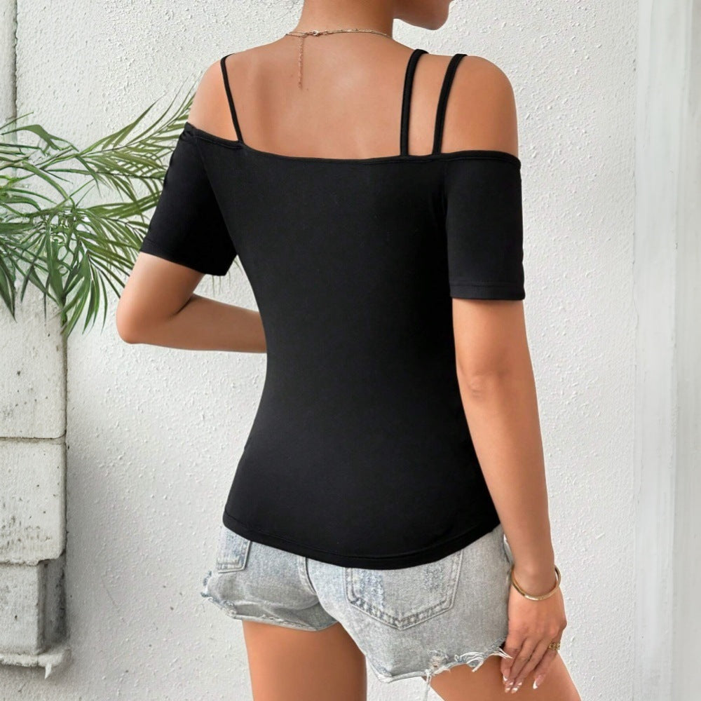 Women's asymmetric top with creative cut-outs W&W