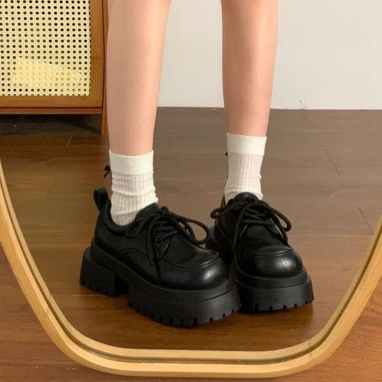 Women's Chunky Lace-Up Shoes with Non-Slip Sole and Fashionable Design W&W