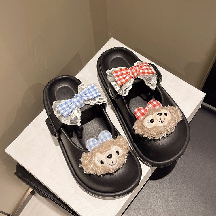 Women's comfortable clogs with cute animal motif and adjustable strap W&W