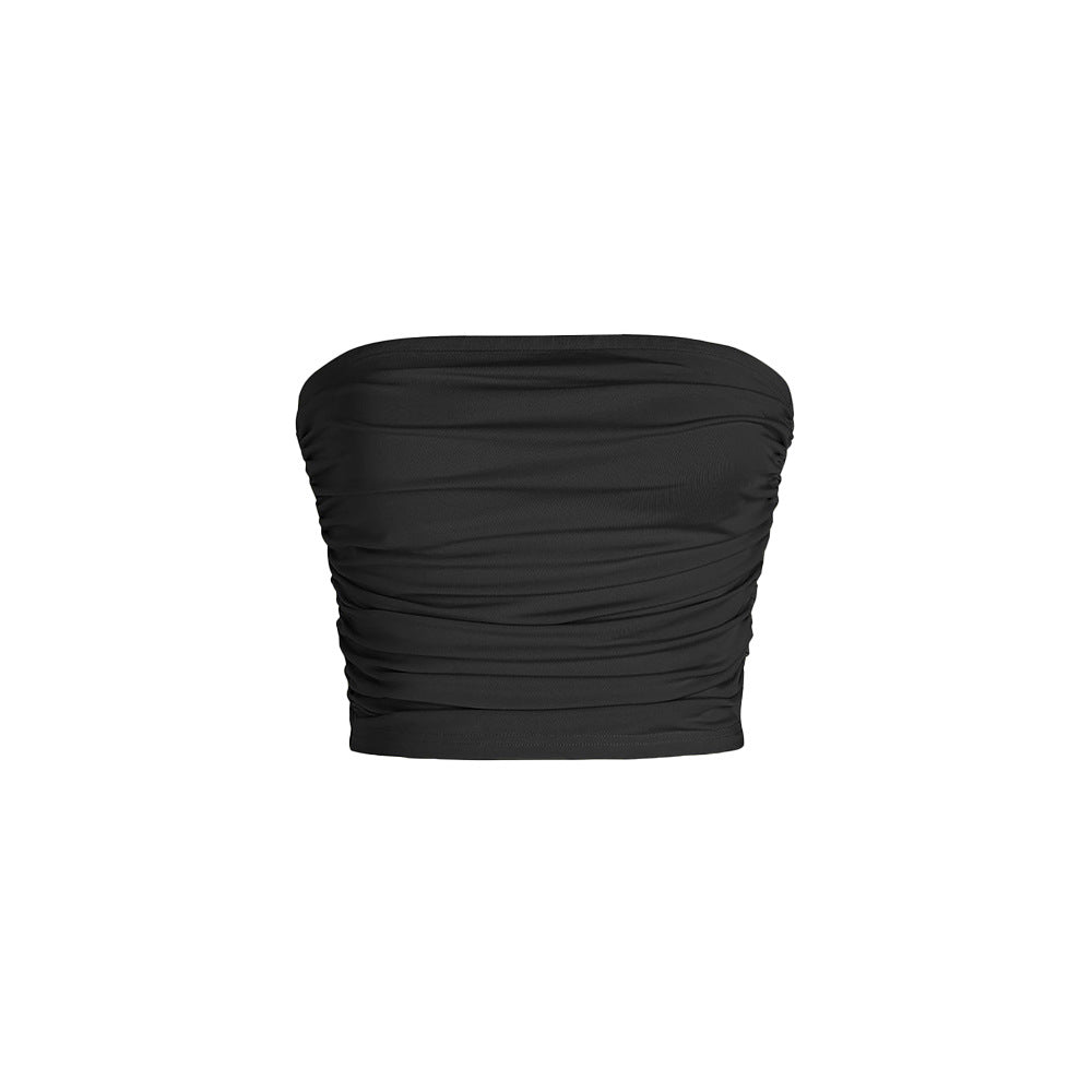 Women's bandeau top with elastic gathers and figure-hugging cut W&W