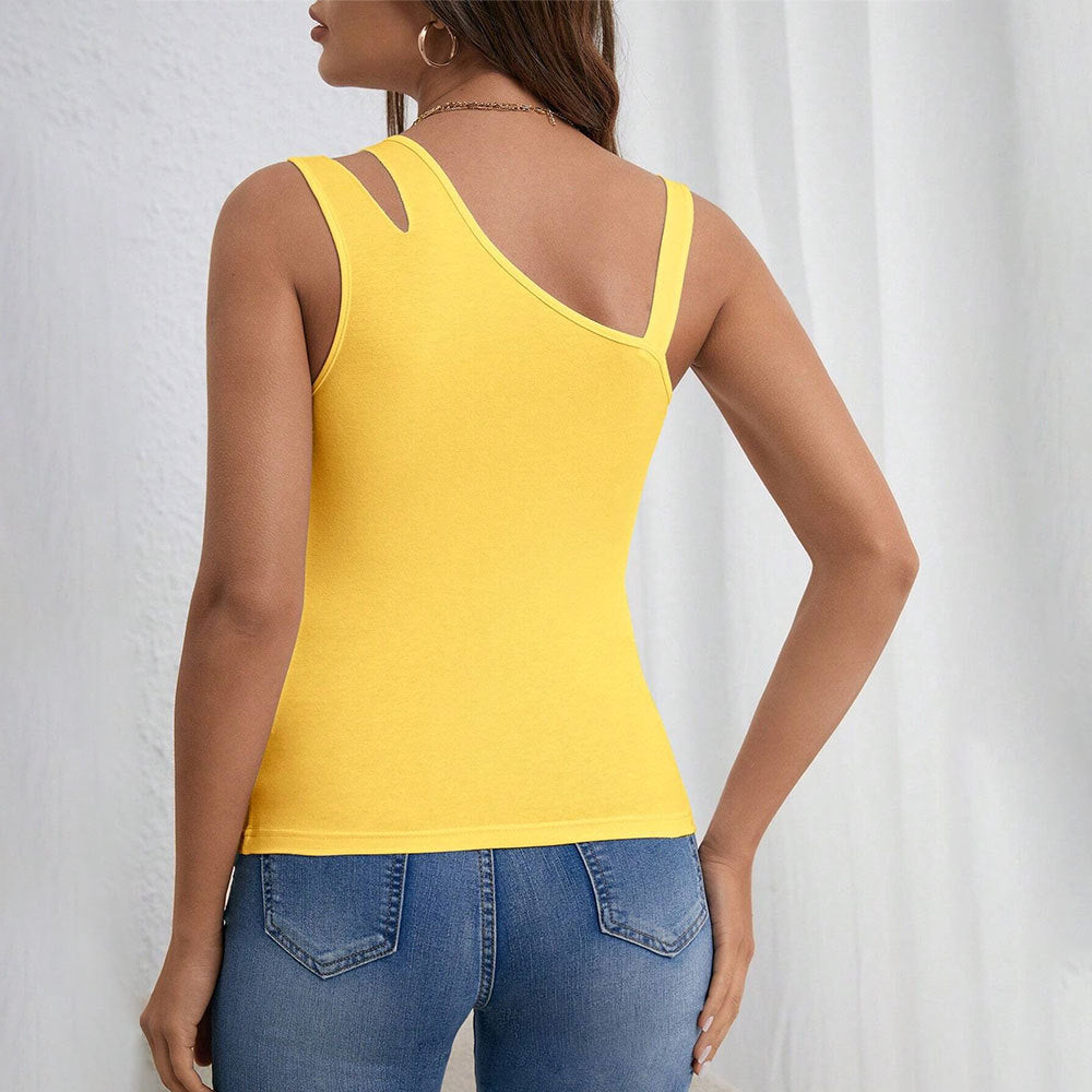Women's sleeveless top with trendy cut and innovative details W&W