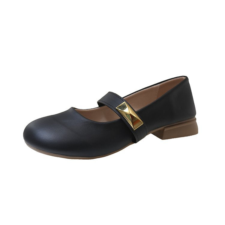 Women's ballerinas with decorative strap and gold appliquŽ W&W
