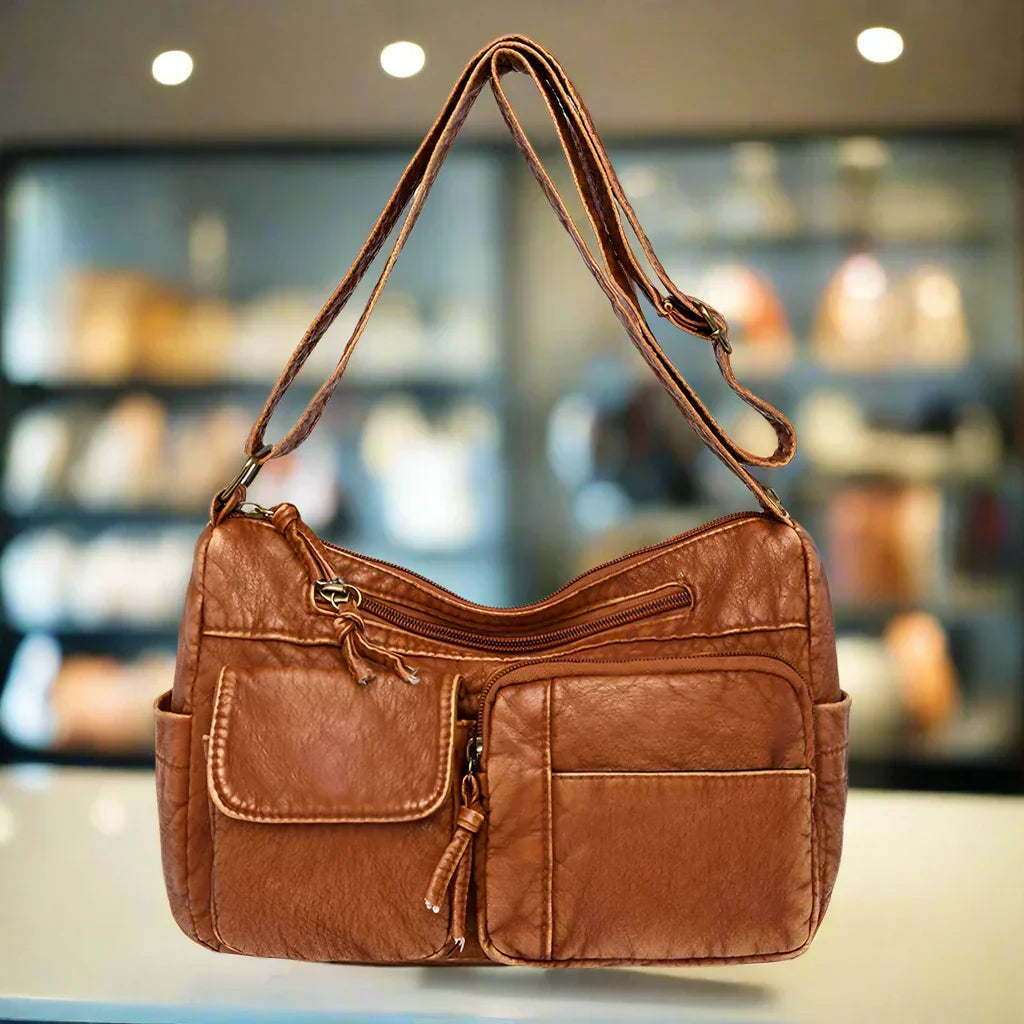 Lykke | Vintage leather shoulder bag with multiple compartments