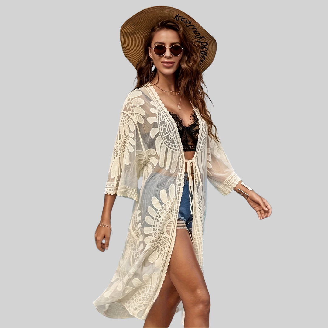 Mesh Wrap – Boho – V-Neck Embroidered