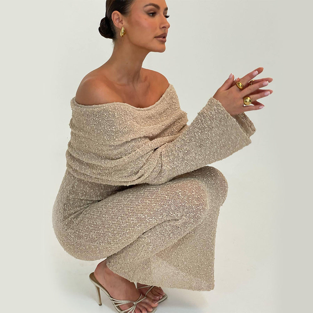 WW | Women's One-Sided Long-Sleeved Knit Dress
