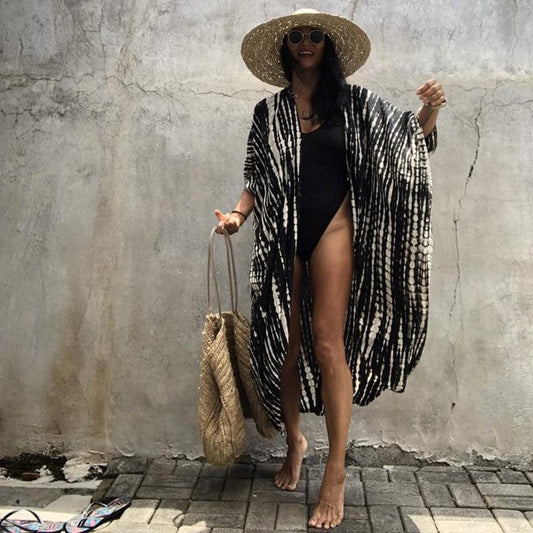 Boho Printed Fringe Long Kimono