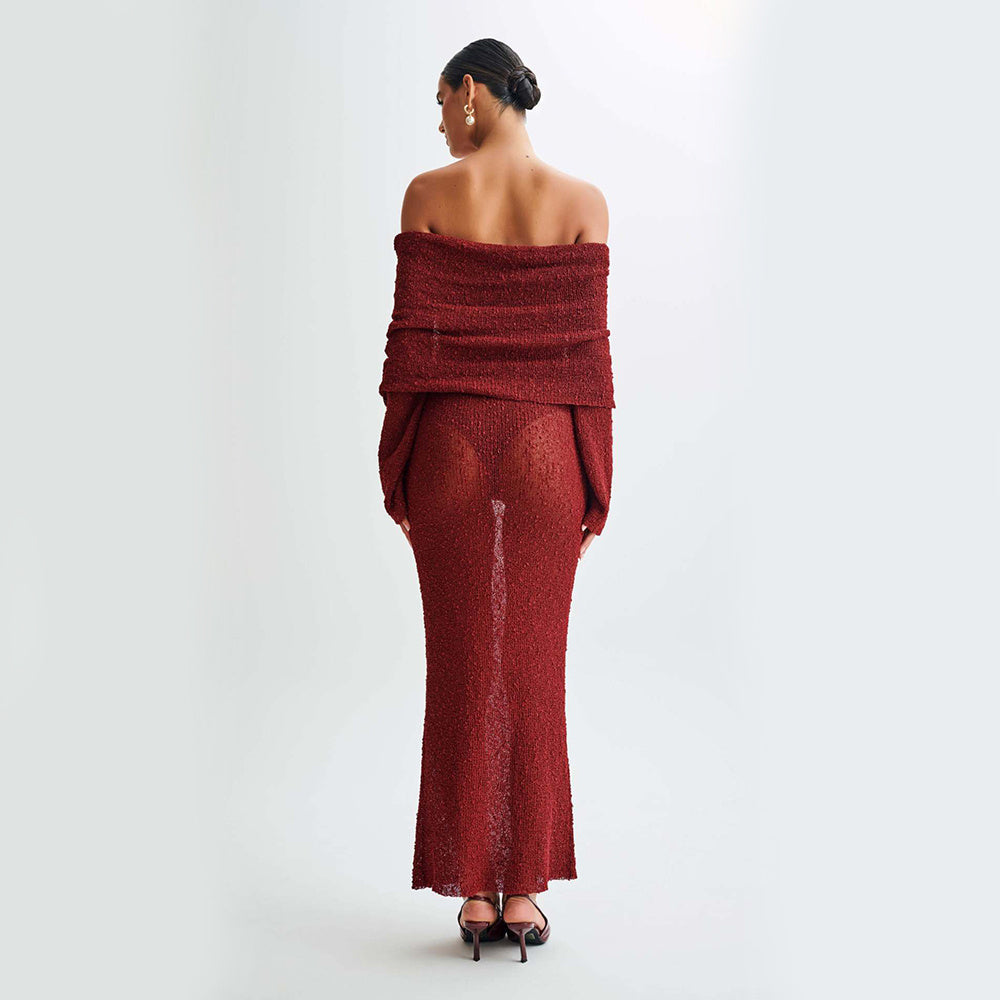 WW | Women's One-Sided Long-Sleeved Knit Dress