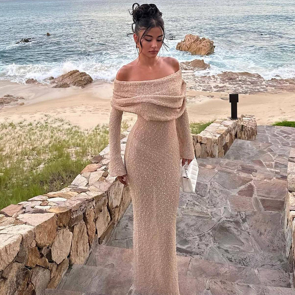 WW | Women's One-Sided Long-Sleeved Knit Dress