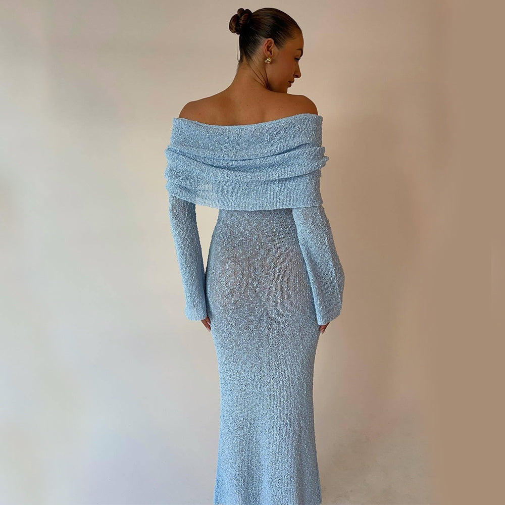 WW | Women's One-Sided Long-Sleeved Knit Dress