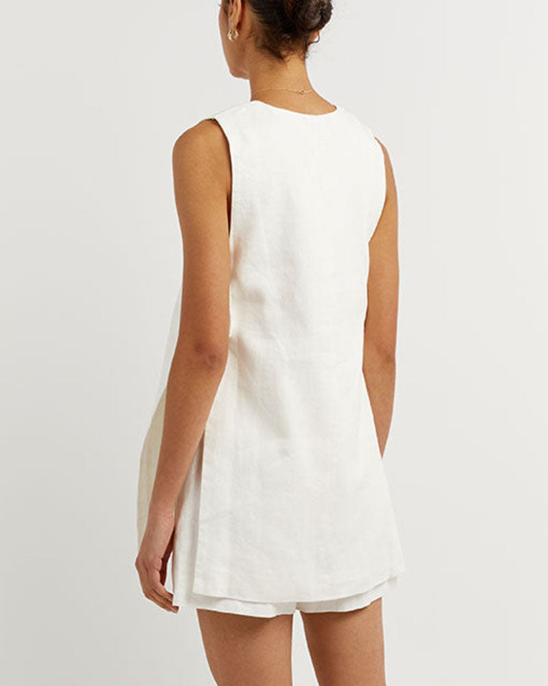 Fiona - Chic Sleeveless Button-Up Ensemble