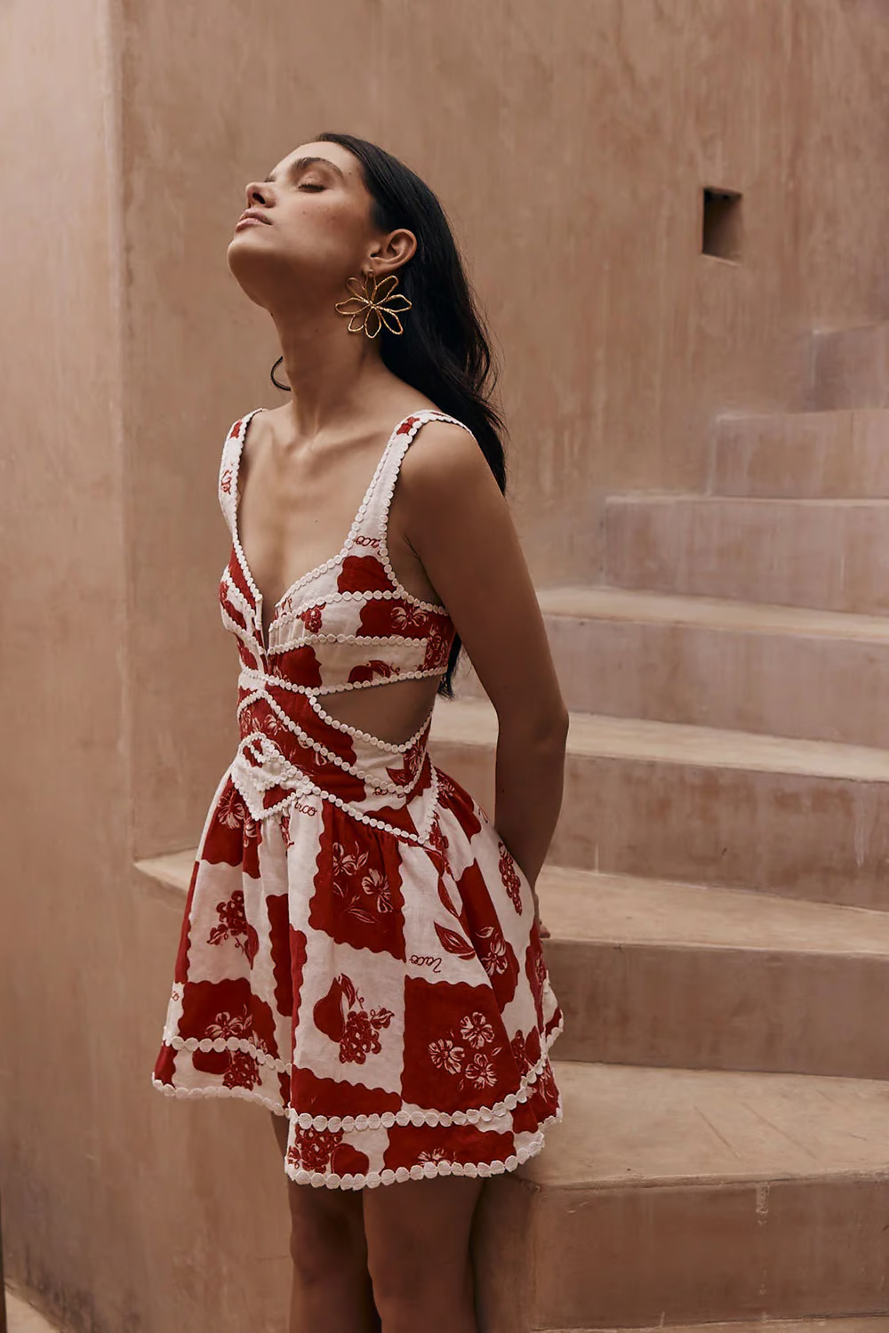 Bela - Fruit-printed hollow-out Mini Dress