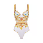 Vanessa - Sling Chest Support Golden Majolica Print One Piece Swimsuit Set