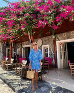 Sab - V Neck Lace Up Prined Puff Sleeve Dress