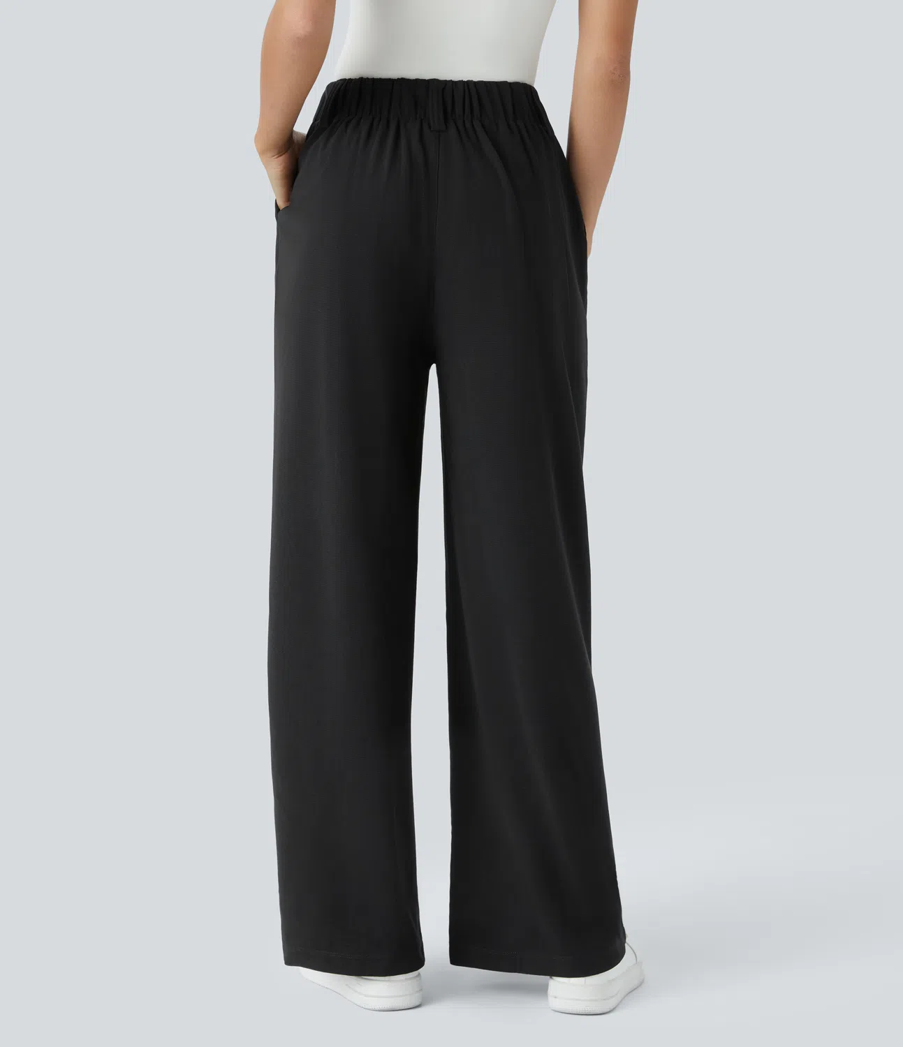 Rosie - High Waisted Side Pocket Wide Leg Waffle Work Pants