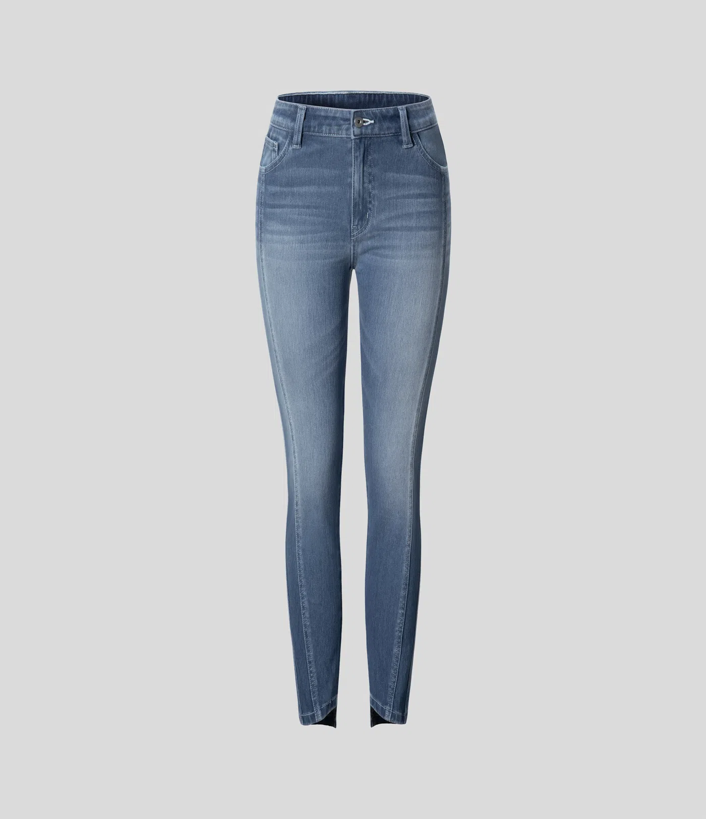 Jessa - Mid Low Rise Button Zipper Multiple Pockets Stretchy Knit Casual Skinny Jeans