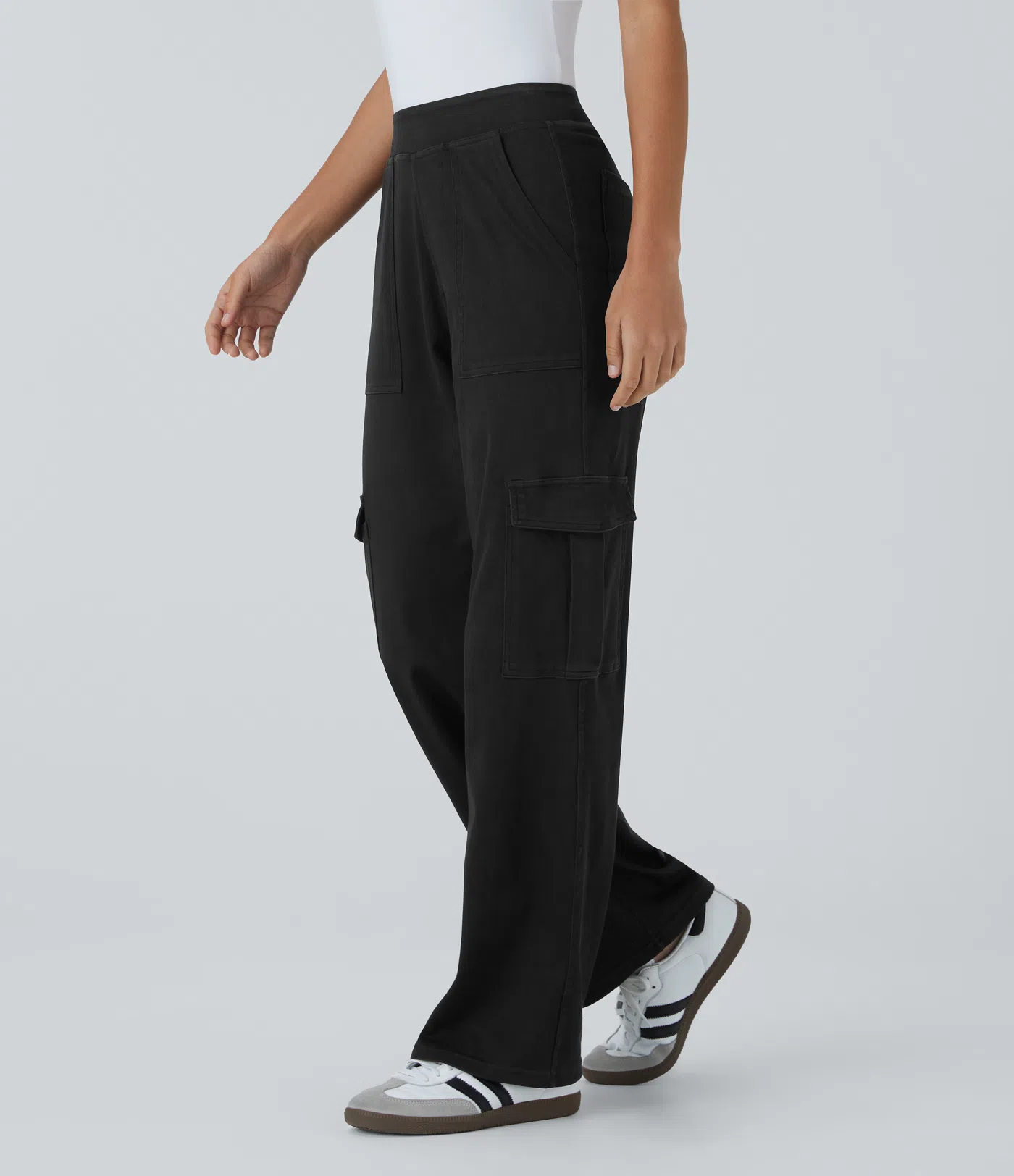 Laurie - Mid Rise Knit Casual Cargo Jeans
