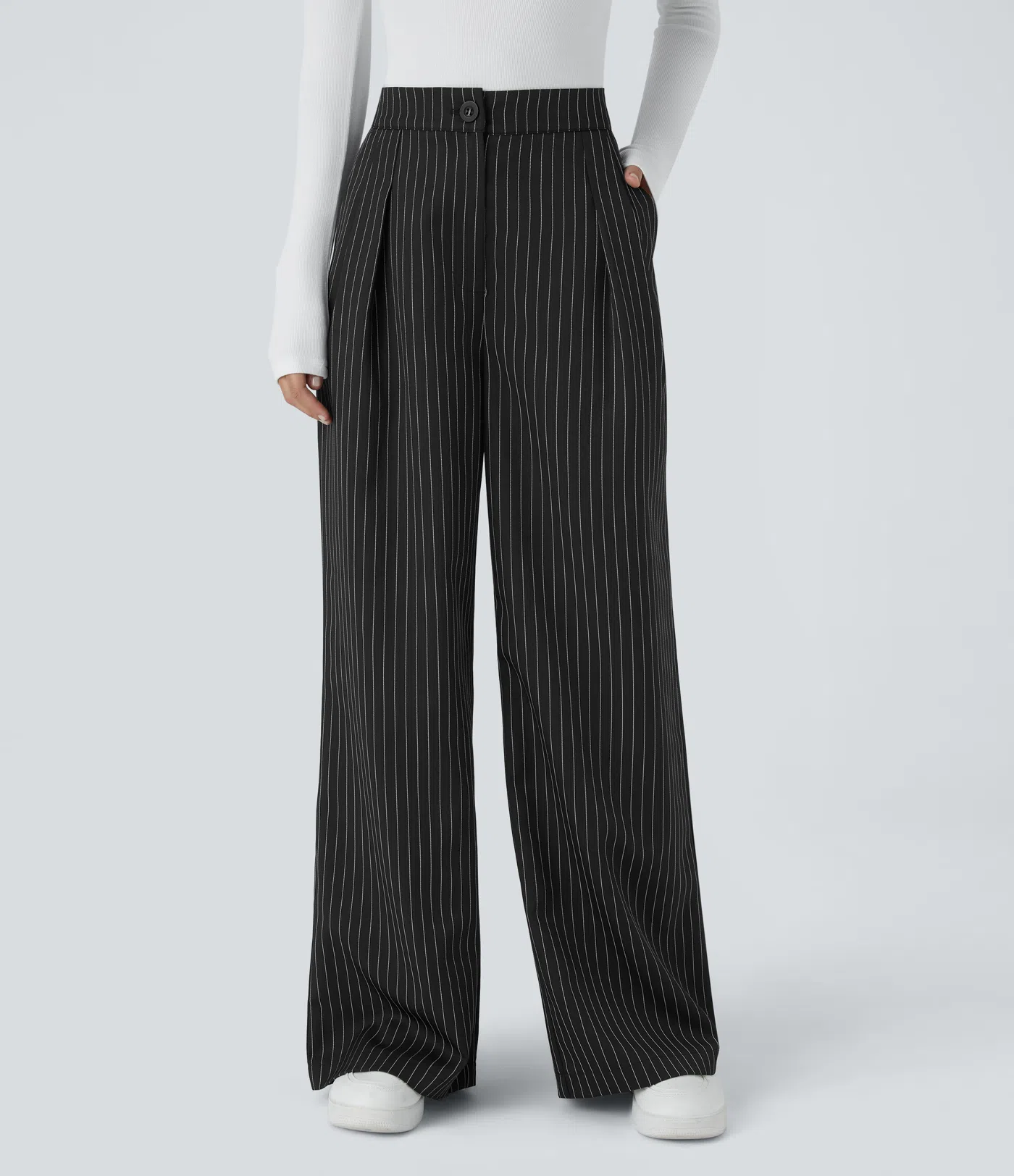 Wendy - Wide Leg Striped Work Pants