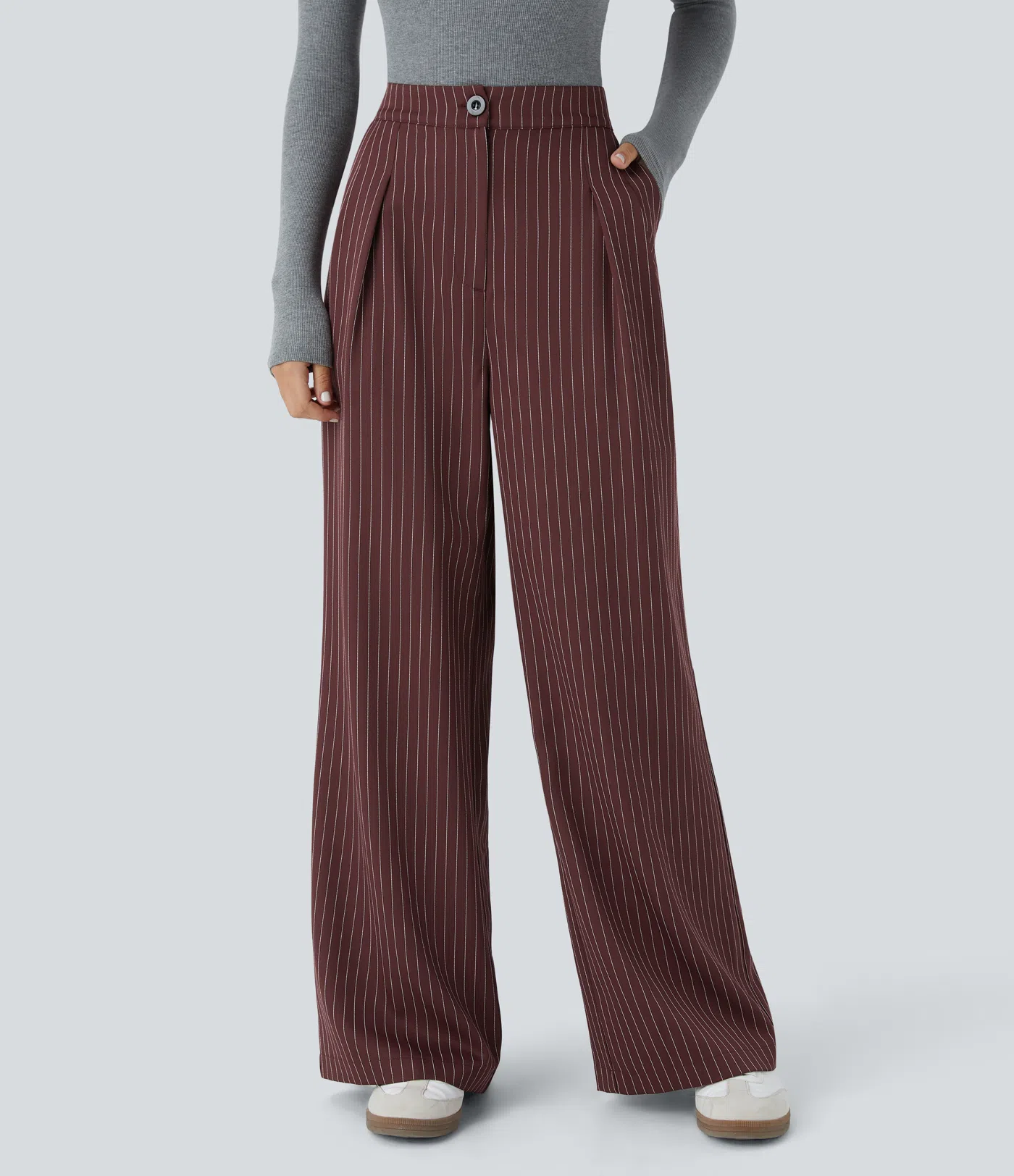 Wendy - Wide Leg Striped Work Pants
