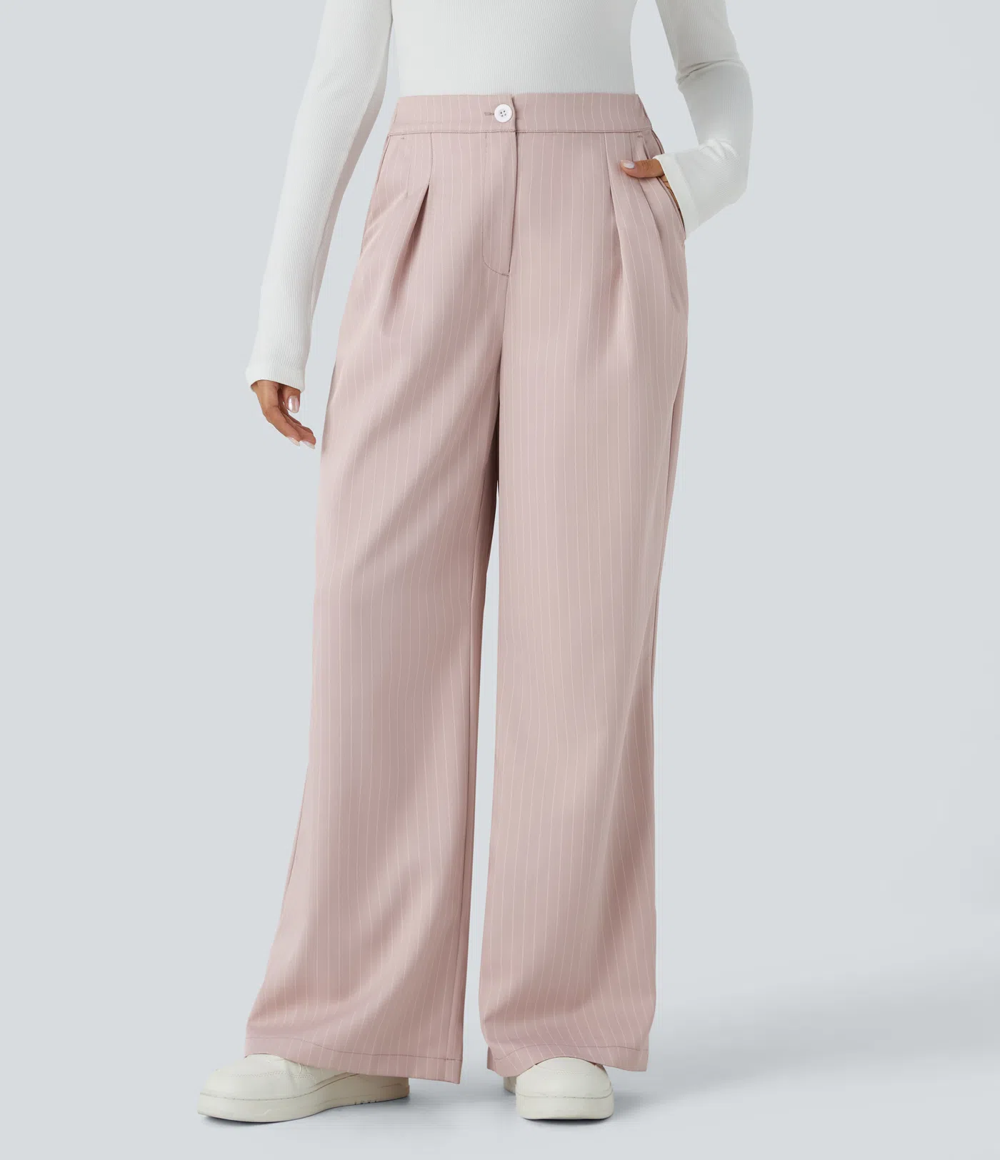 Wendy - Wide Leg Striped Work Pants