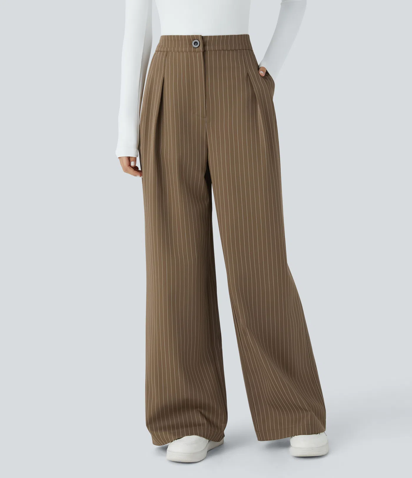 Wendy - Wide Leg Striped Work Pants