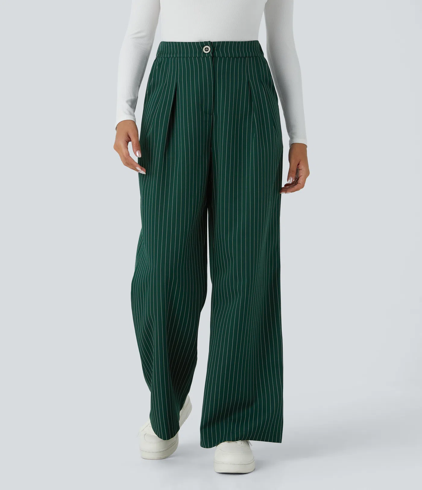 Wendy - Wide Leg Striped Work Pants