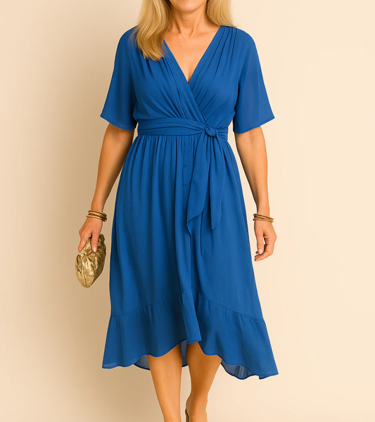 Loralei - V-neck dress in silk-soft muslin